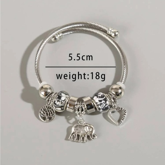 Silver Beaded Adjustable Charm Bracelet - Picture 6 of 6